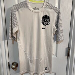 Nike Pro Combat Compression Men’s White and Gray Graphic Tee